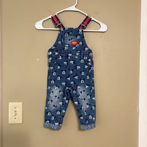 Disney Baby Mickey Mouse Print Denim Overalls 12-18 Months Baby Girl Baby Boy - Picture 1 of 12